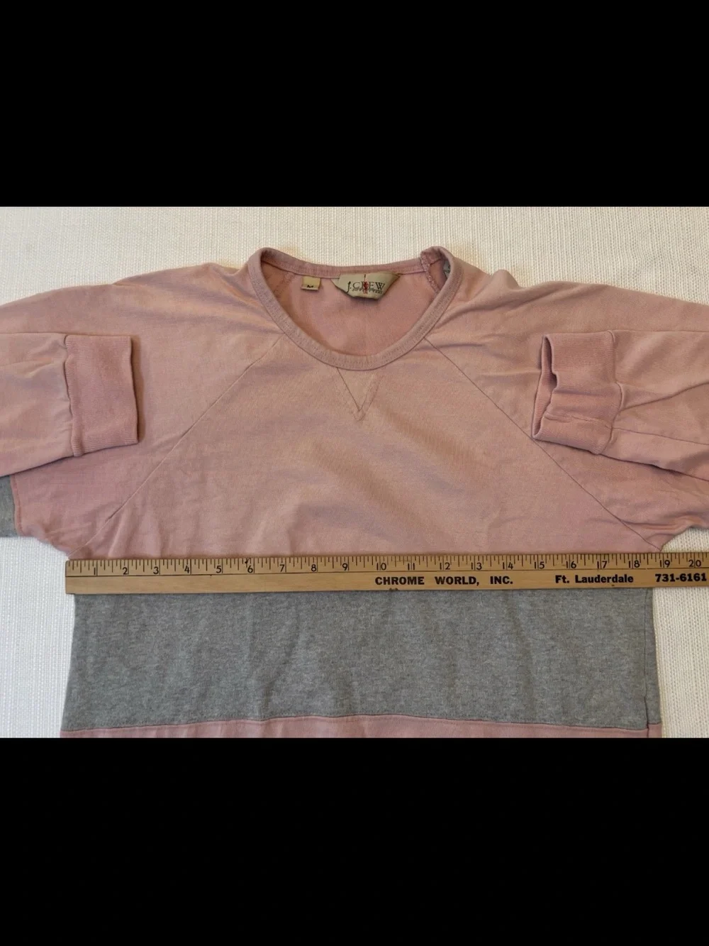 Vintage 90’s J.Crew Sweatshirt Women’s Medium Pink Gray Cotton Crewneck USA
